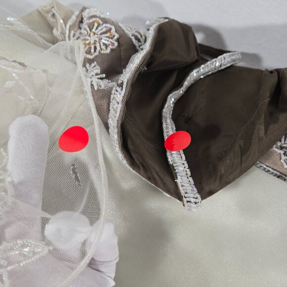 Vintage CACHE 90 Brown-Green Ombré Babydoll Front Split Flowy Formal Gown Size 6 - Picture 14 of 17